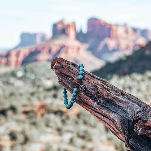 Gratitude Gifted Turquoise Bracelet with Sterling Silver Gratitude Symbol Charm - Healing Crystal Jewelry, Appreciation Gift, Thank You Bracelet for Friends & Family, Positive Energy & Protection. in Saudi Arabia