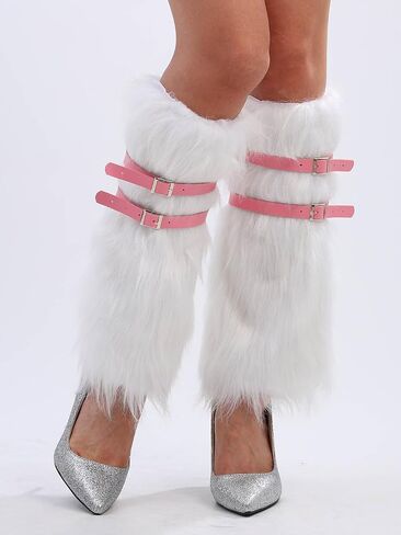 Fuzzy Leg Warmers Winter Fur Leg Warmers Y2K Leg Warmers Fluffy Soft Boot Cuffs Covers for Women in Saudi Arabia