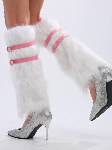 Fuzzy Leg Warmers Winter Fur Leg Warmers Y2K Leg Warmers Fluffy Soft Boot Cuffs Covers for Women in Saudi Arabia