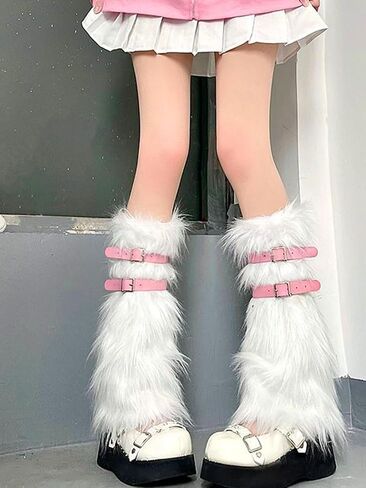 Fuzzy Leg Warmers Winter Fur Leg Warmers Y2K Leg Warmers Fluffy Soft Boot Cuffs Covers for Women in Saudi Arabia