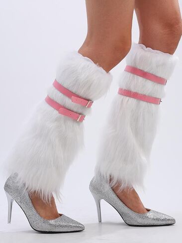 Fuzzy Leg Warmers Winter Fur Leg Warmers Y2K Leg Warmers Fluffy Soft Boot Cuffs Covers for Women in Saudi Arabia