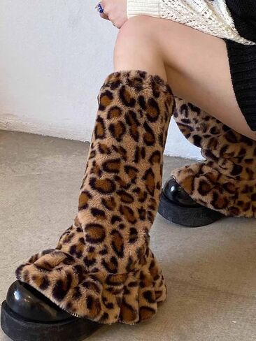 Fuzzy Leg Warmers Winter Fur Leg Warmers Y2K Leg Warmers Fluffy Soft Boot Cuffs Covers for Women in Saudi Arabia