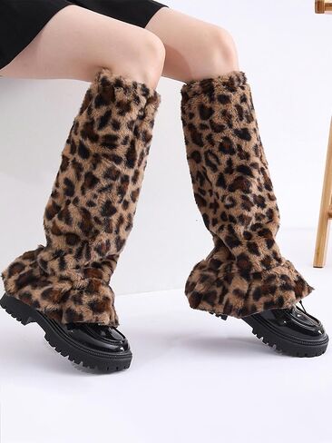 Fuzzy Leg Warmers Winter Fur Leg Warmers Y2K Leg Warmers Fluffy Soft Boot Cuffs Covers for Women in Saudi Arabia