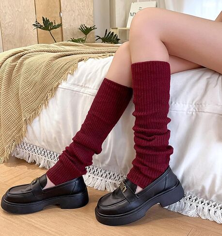 Winter Leg Warmers Warm Wool Knitted Long Boot Cuffs Topper Socks for Women in Kuwait