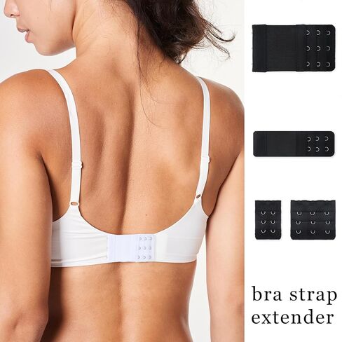 12pcs Bra Extender 2 Hook&3 Hook Elastic Bra Extenders For Women Multi Size Bra Extension Strap 2 Row&3 Row Soft Bra Hook Extender Black White Beige in Saudi Arabia