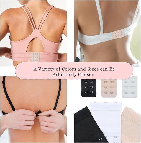 12pcs Bra Extender 2 Hook&3 Hook Elastic Bra Extenders For Women Multi Size Bra Extension Strap 2 Row&3 Row Soft Bra Hook Extender Black White Beige in Saudi Arabia
