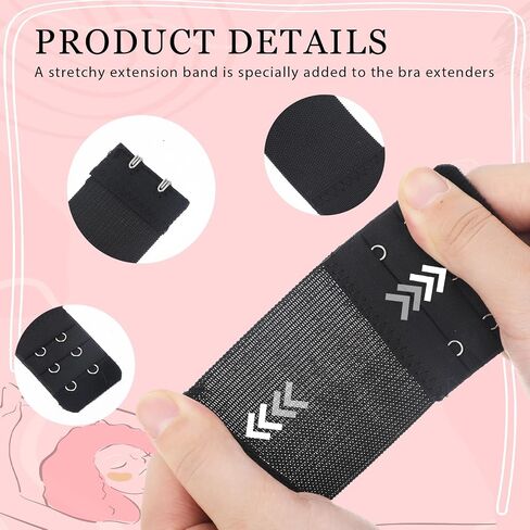 12pcs Bra Extender 2 Hook&3 Hook Elastic Bra Extenders For Women Multi Size Bra Extension Strap 2 Row&3 Row Soft Bra Hook Extender Black White Beige in Saudi Arabia
