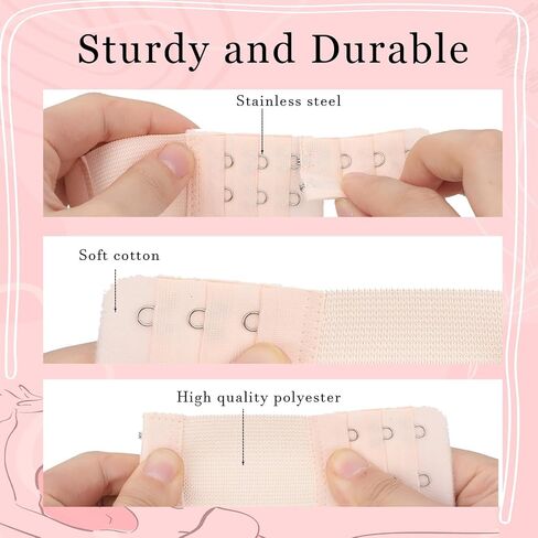 12pcs Bra Extender 2 Hook&3 Hook Elastic Bra Extenders For Women Multi Size Bra Extension Strap 2 Row&3 Row Soft Bra Hook Extender Black White Beige in Saudi Arabia