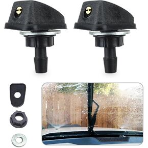 2 PCS Car Windshield Washer Nozzle, Single Hole Fan-shaped Windshield Sprayer Nozzle, Universal Windshield Washer Replacement for Car Wiper Cleaning Accessories (Black)
