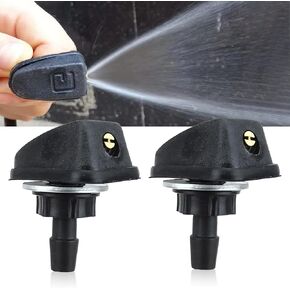 2 PCS Car Windshield Water Spray Nozzle Kit, Car Wiper Nozzles, Single Hole 360 Degree Adjustable Sector Cover Water Outlet Nozzle, Modification Accessories, for Most Cars, Trucks (Black)