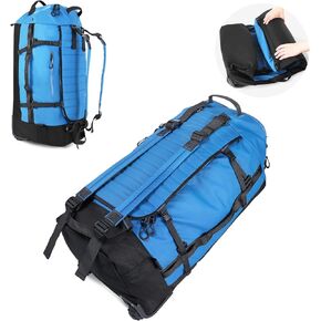 Vomgomfom 86L Collapsible Wheeled Luggage With Removable Backpack Straps,Waterproof Rolling Duffle Bag with Quilted Base,Black