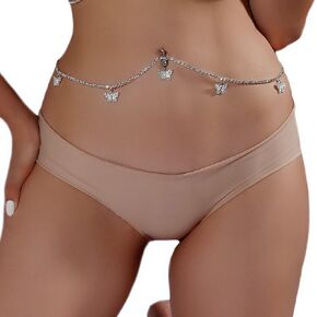 Sexy Rhinestone Waist Chain Navel Piercing Dangle Belly Button Rings Waist Chain Bikini Crystal Heart Belly Chain for Women Body Jewelry (Butterfly)