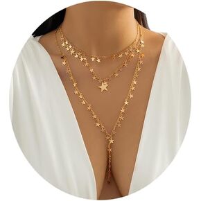 Sexy Shining Crystal Body Chain Necklaces Simple Long Tassel Necklace Festival Clavicle Chain Choker Necklace Jewelry Statement Collar Body Chain Necklace for Women