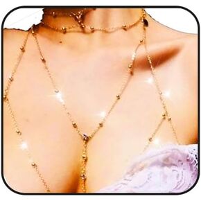 Rhinestone Chain Bra Sexy Gold Body Chain Bikini Body Jewelry Bra Jewelry Party Rave for Women