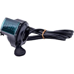 Universal Ebike Throttle with Display 12V-96V Electric Scooter Ignition Lock Key Switch 5 Wires Scooter Key Ignition e-Bike Thumb Throttle and Display Electric Scooter Throttle Replacement