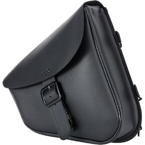 Dream Apparel Motorcycle Swingarm Bag with Black Synthetic Leather, Swing Arm Bag Motorcycle Saddlebag Left Side Tool Bag Fit for Sportster Street Rebel 300 500 Dual Shock Models, An Adjustable Strap