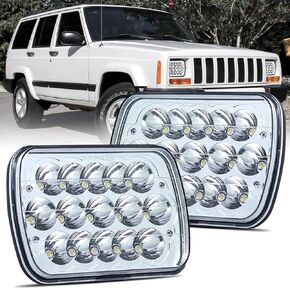 5x7 LED Lights Rectangular Light 2PCS 90W High Low Sealed Beam Square 7x6 Inch Light for Cherokee Off-road Truck H6054 H5054 H6014 H6052 6053