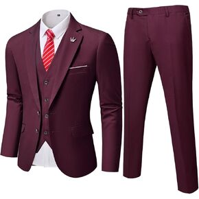 YND Men's Slim Fit 3 Pieces Suit, Two Buttons Blazer Set, Jacket Vest and Pants for Wedding Party Business Prom in Saudi Arabia
