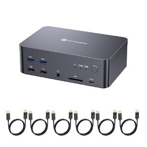 AV Access iDock D23 8K KVM Switch Docking Station for 2 Computers PCs & 3 Monitors, DisplayPort 2.0, 1G Ethernet, USB 3.0, HDCP 2.3, 4K@165/144Hz, 2K@144Hz for Gaming & Home Office