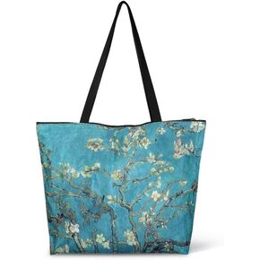 Art Lover Zippered Tote Bag Waterproof Large Work Tote Bags, Van Gogh Artwork Women's Purse Handbags Travel Totes in Saudi Arabia
