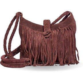 Fringe Crossbody Purse for Women, Genuine Leather, Women Crossbody Boho Purse Tassel, Vintage Hobo Handbag