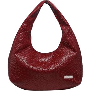 QWINEE Women's Y2k Woven Shoulder Bag Zipper Top Handle Handbag Purses Hobo Travel Handbag Faux PU Leather Braided Purse