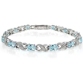 Ice Gems Sterling Silver Genuine or Created Gemstone Infinity Tennis Bracelet
