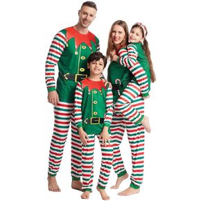 Family Matching Pajamas Sets Merry Christmas ELF Print Xmas Holiday Sleepwear Outfits Pjs