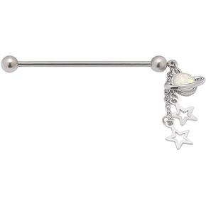 Excepro Industrial Piercing Jewelry Saturn Shape Stainless Steel 14G Star Shape