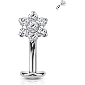 COCHARM Floating Belly Button Rings G23 Solid Titanium Belly Navel Rings for Women 14G Internally Threaded Belly Navel Piercing Jewelry Flat Back