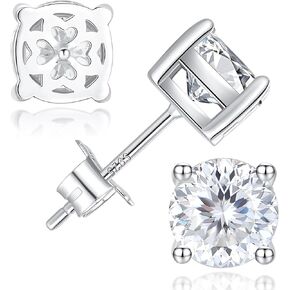 2-2.4 CT Princess Cut Moissanite Stud/drop Earrings for Women Men,Platinum Plated S925 Sterling Silver Square Diamond Scew/Lever Back Earrings, Lab Grown Diamond Earrings