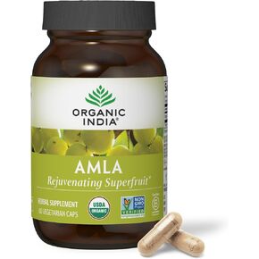 ORGANIC INDIA Amla Capsules Organic - Indian Gooseberry Herbal Vitamin Supplement, Amla Supplement, Immune Support, Vegan, Gluten-Free, Ayurvedic, Antioxidant, Non-GMO - 90 Capsules