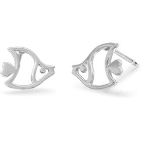 Boma Jewelry Sterling Silver Cut-Out Fish Stud Earrings