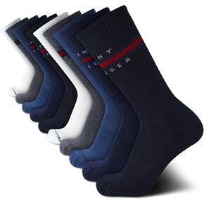 Tommy Hilfiger Men's Athletic Socks - Cushioned Crew Socks (10 Pack), Size 7-12, Navy/Grey/White