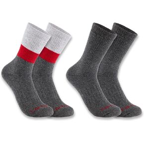 Carhartt Men's Midweight Synthetic-Wool Blend Colorblock Crew Sock 2 Pack
