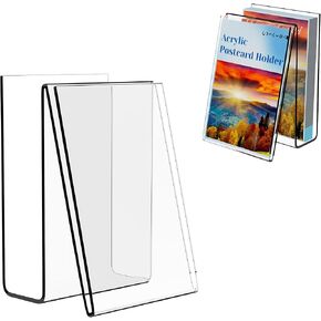 Boloyo Acrylic Vertical Postcard Display Holder,6 x 4 inch 1PC Clear Card Display Stand Easel Tablet Holder for Postcard Greeting Recipe Index Business Memory-Note Card, Artworks