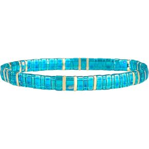 KELITCH Women Tila Beads Charm Bracelet Stretch Bracelets Candy Colors Wrap Friendship Bracelets