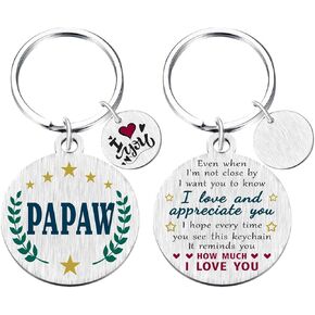 Yobent Papaw Gifts for Men, I Love You Papaw Birthday Keychain Present from Grandkids, Best Papaw Gift Ideas for Valentines Day, Appreciate Papaw Key Chain