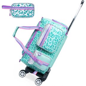 Girls Duffel Bag with Wheels Girls Travel Bag for Kids Overnight Bag with Toiletry Bag Dance Bag for Girls Rolling Duffle Bag with Wheels Gym Bag with Shoe Compartment