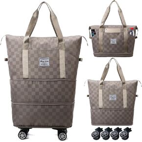 Expandable Foldable Duffel Bag Suitcases,Detachable Rolling Wheels,Rolling Duffle Bag with Wheels,Suitcases with Wheels,Carry on Luggage,Gift for Men Women Lightweight Suitcases (Blue)
