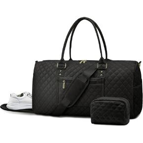 Duffle Bag for Travel,Personal Item Travel Bag with Toiletries Bag,Gym Bags for Men and Women with Wet Pocket & Shoes Compartment(White)