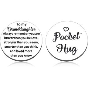 Granddaughter Gifts from Grandma, Christmas Stocking Stuffer Gifts for Granddaughter Pocket Hug, Gifts for Granddaughter, Mothers Day Graduation Birthday Gifts for Granddaughter, Double-side