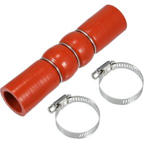X AUTOHAUX 1 Set 45mm/1.77" 152mm/5.98" Length Red Car Silicone Hose with Clamps Hump Hose Coolant Hose Universal