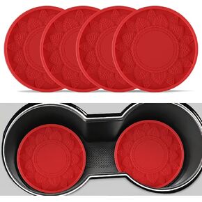 SINGARO Car Cup Holder Coaster, 4PCS Silicone Cup Holders Embedded in Decoration Coasters, Universal Non-Slip Cup Holders, Car Interior Accessories, Ornaments Coaster, Black