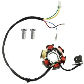 6 Coil 5 Wire GY6 Stator Magneto, PRO BAT, 6 Coil Pole Magneto Stator for GY6 50cc 70cc 90cc110cc 125cc Chinese ATVS Dirt/Pit Blikes Scooter Coolster Max Trade Roket Sunl Tank JCL Lance Znen Jonway