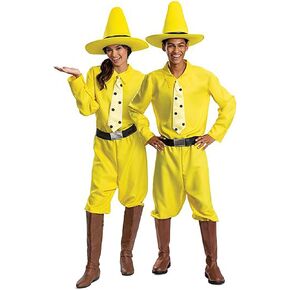 Disguise Unisex Adults Man in the Yellow Hat Costume, Official Curious George and Hat, Adult Sized Costumes