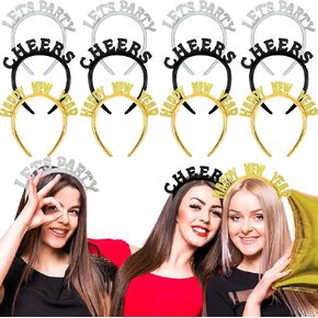 12 قطعة من عصابة الرأس 2025 Happy New Years Lets Party Cheers Head Head Happy New Year Crown New Years Eve أغطية الرأس للنساء والرجال البالغين والأطفال هدايا حفلات رأس السنة الجديدة (3 ألوان) in Kuwait