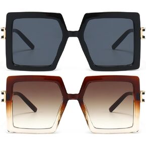AIEYEZO Oversized Sunglasses for Women Square Fashion Big Large Frame Sun Glasses UV400 Protection