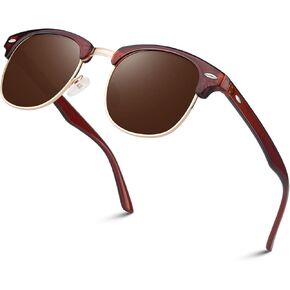 LINVO Polarized Semi Rimless Sunglasses for Men Women, Classic Retro Shades Half Frame Driving Sun Glasses UV Protection