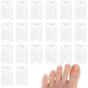 20pcs Gel Toe Protector,Silicone Toe Protectors Anti-Friction,Breathable Gel Toe Covers for Women Men,Clear Toe Caps for Corns,Blisters,Pain Relief,Transparent Toe Sleeves for Shoes